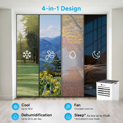 9000 BTU Portable Air Conditioner with WiFi, Cooling, Dehumidifier & Fan Functions