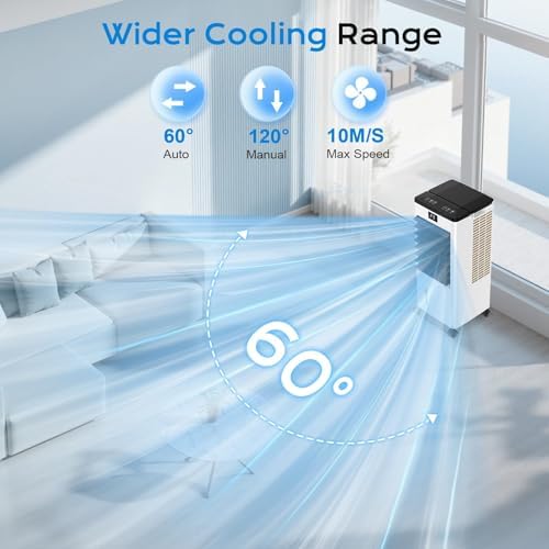 60W Air Cooler with LED Display, 3 Modes, 8L Water Tank, 12-Hour Timer, 60°/120° Oscillation, Touch & Remote Control, Includes 4 Ice Boxes, Low Noise