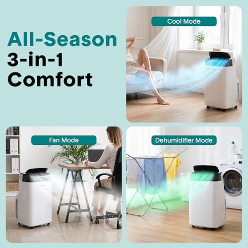 7000 BTU Portable Air Conditioner with Cooling, Dehumidifier & Fan Mode, Self-Evaporation System, Window Kit Included, Energy Class A