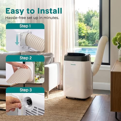 7000 BTU Portable Air Conditioner with Cooling, Dehumidifier & Fan Mode, Self-Evaporation System, Window Kit Included, Energy Class A