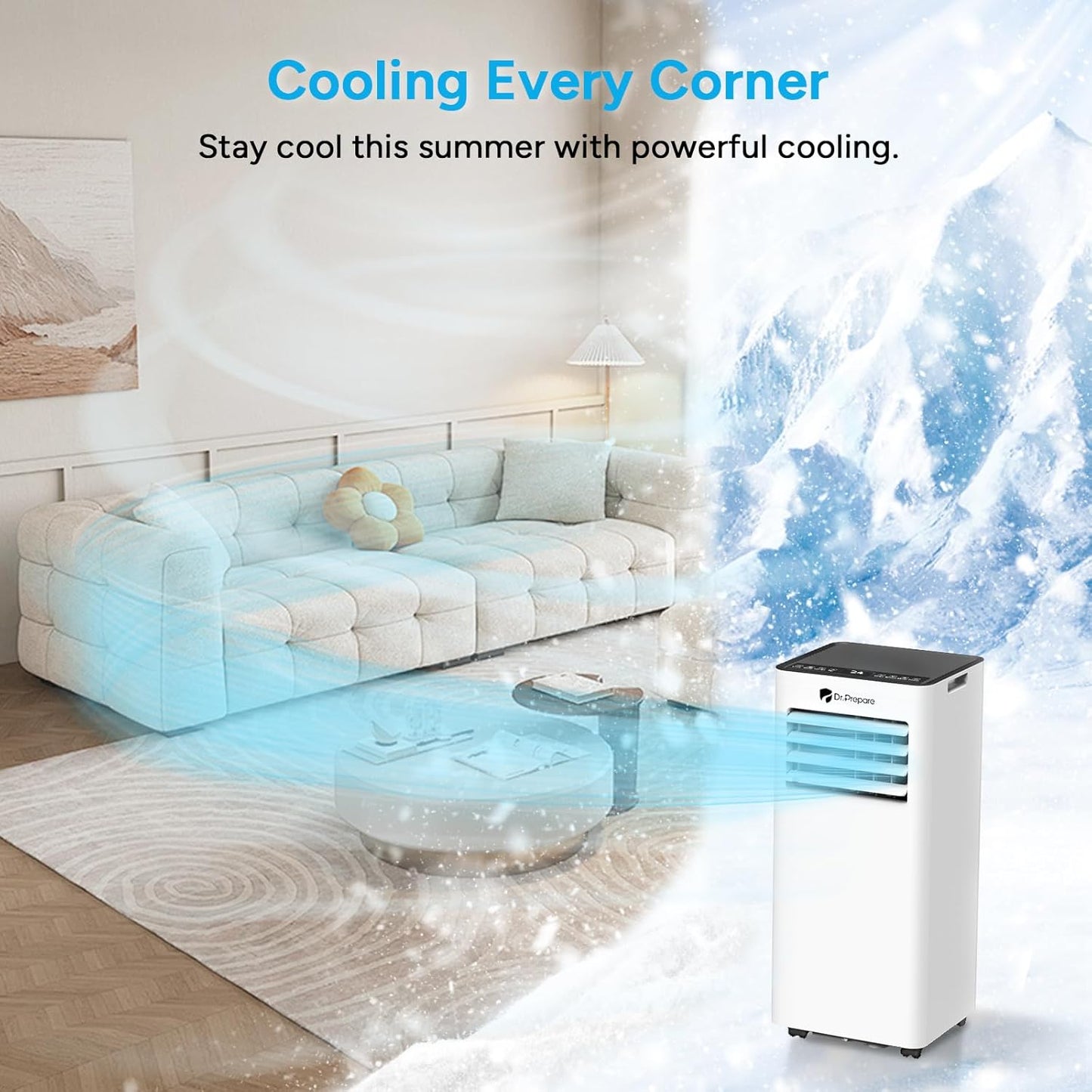 9000 BTU Portable Air Conditioner with WiFi, Cooling, Dehumidifier & Fan Functions
